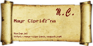 Mayr Cipriána névjegykártya